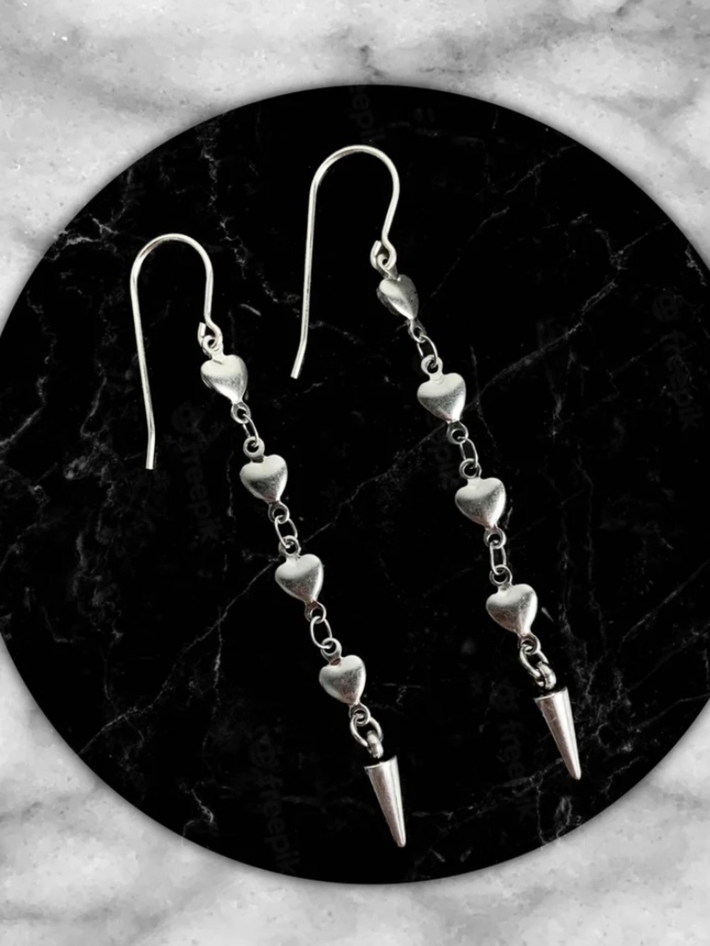 Stainless Steel Dangle Heart Earrings